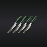 Damascus Steel Steak Knife Set, 4-pc (Green)